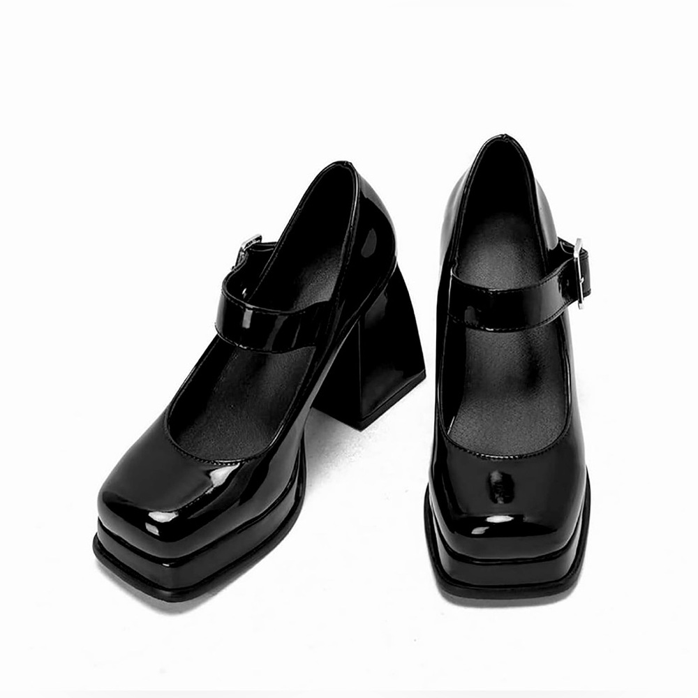 Black Patent Leather Mary Jane Heels